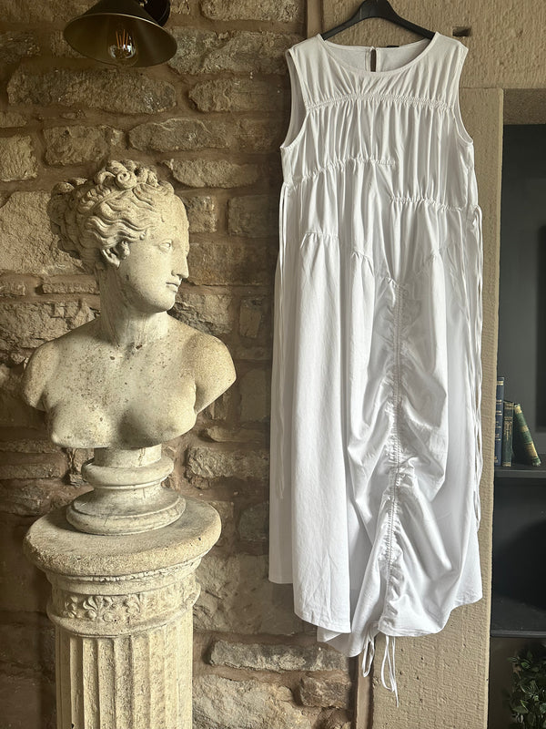 White Ruched Maxi