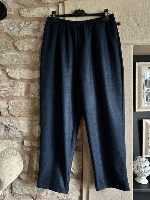 Navy Check Pant