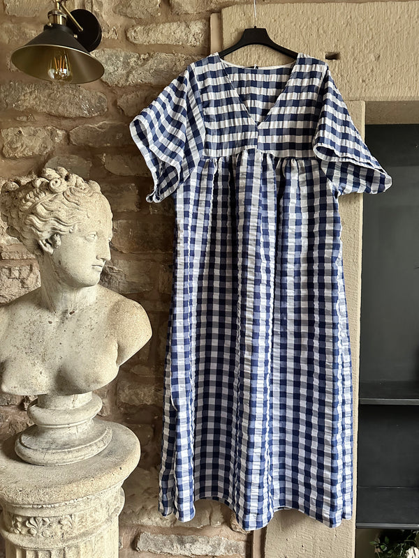 Navy Check Dress