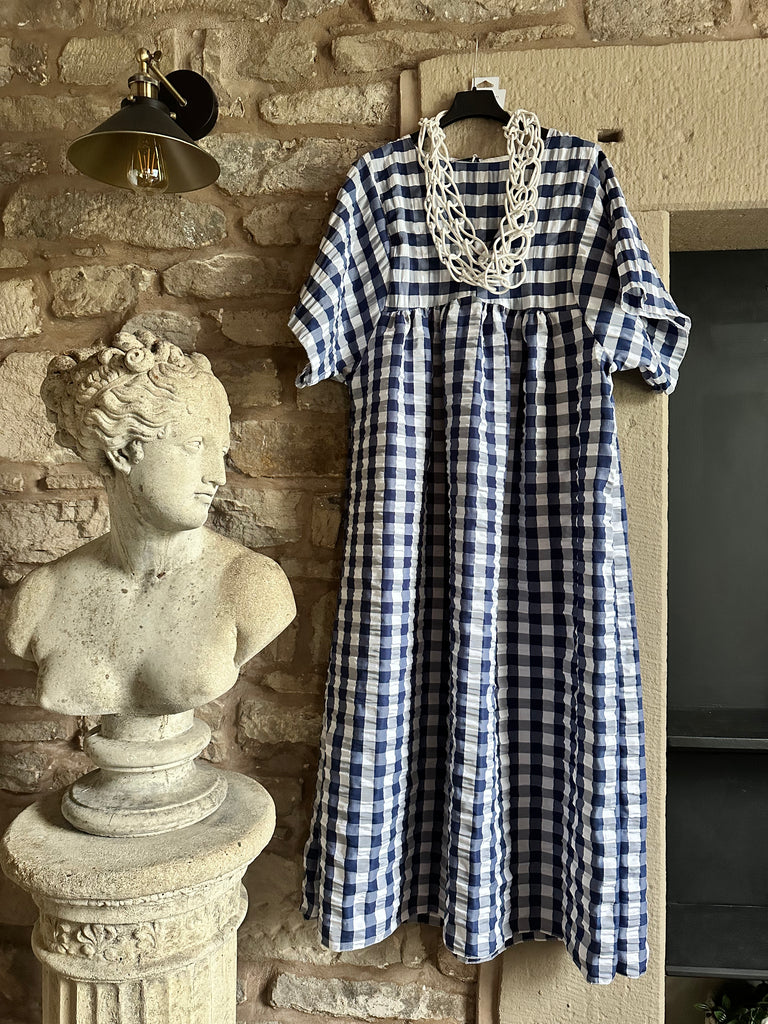 Navy Check Dress